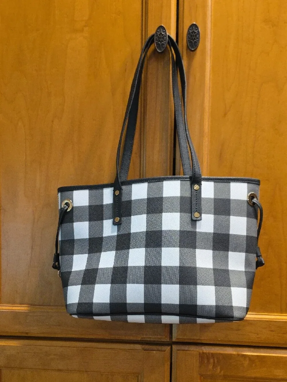 Michael Kors Black and White Checkered Tote